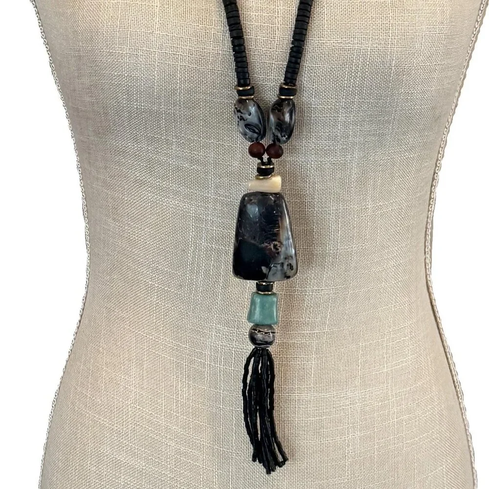 Vintage Tribal Beaded and Stone Necklace - Picture 6 of 13